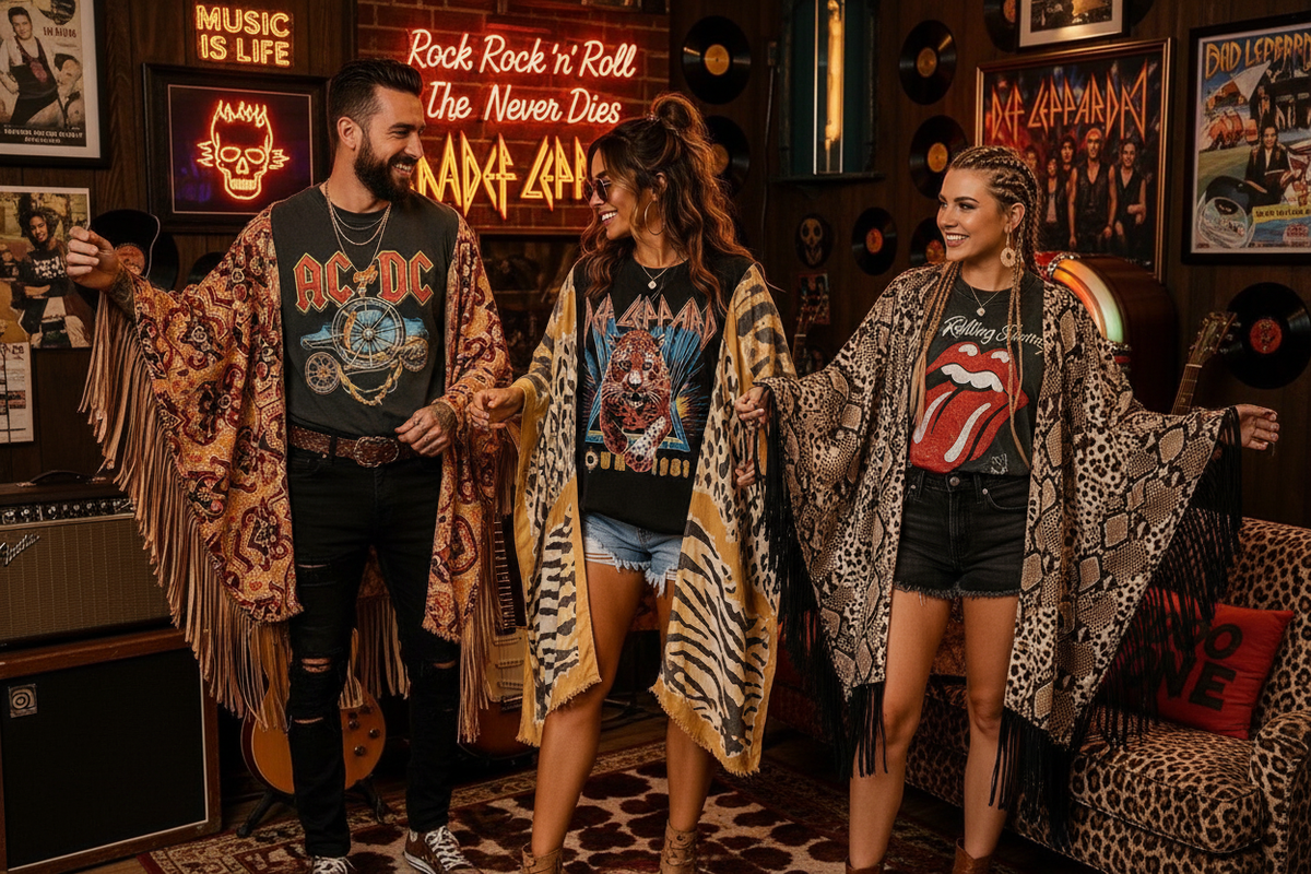 Upcycled Band Tee Ponchos Collection