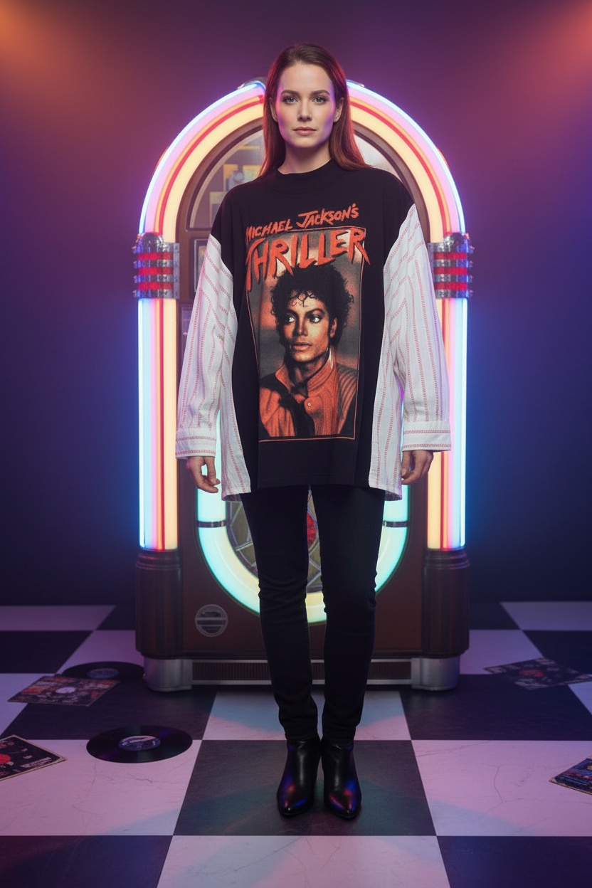 #124 Michael Jackson Thriller Upcycled Graphic Tee, 2X