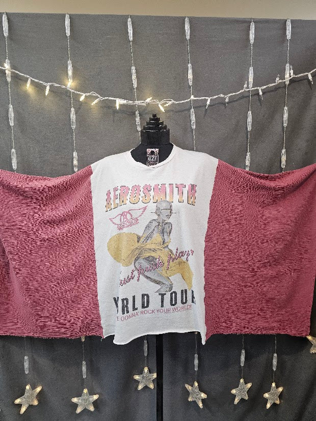 #27 Aerosmith "Rock Your World" Upcycled Band Tee Poncho