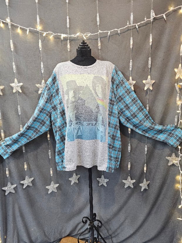 #32 Pink Floyd / Flannel Upcycle Campfire Shirt 3X