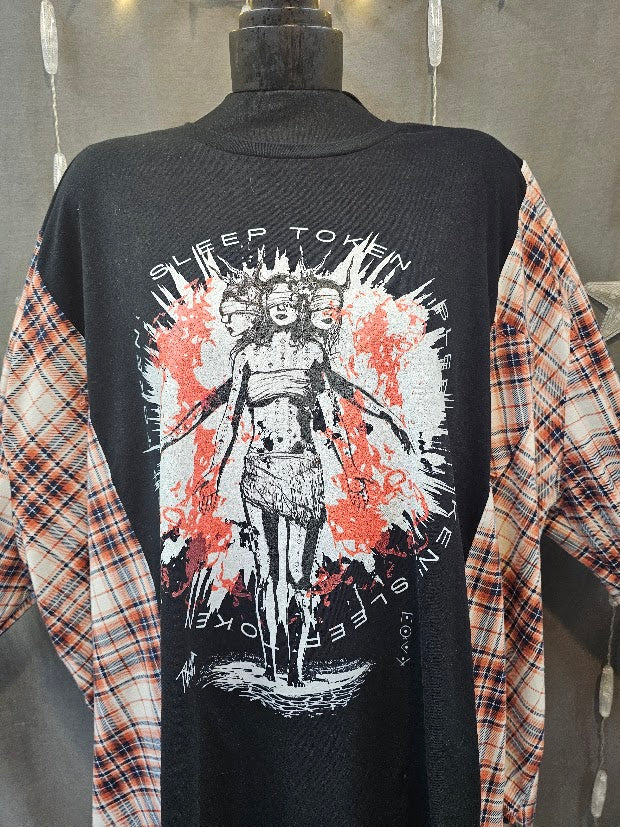 #32 Sleep Token Take Me Back to Eden Flannel Sleeve Upcycled Top OSFM