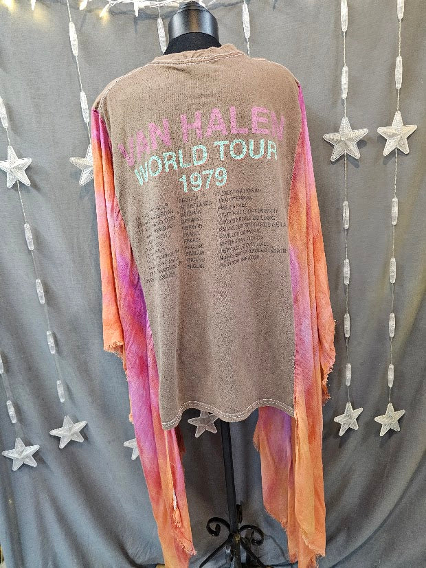 #55 Van Halen 1978 Tour Scarf Sleeve Poncho Upcycled Top OSFM