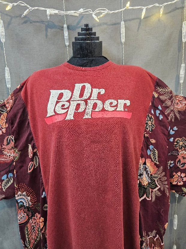 #81 Dr Pepper Kimono Sleeve Poncho Upcycled Top OSFM
