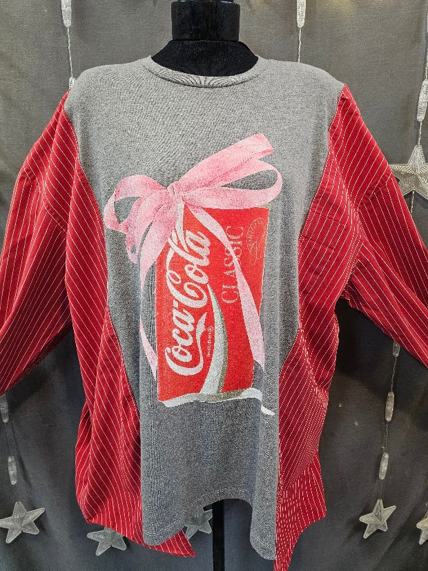 #47 Coca-Cola Bow Graphic Upcycled Cotton Sleeve Tee – XL