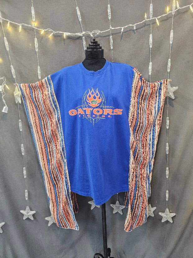 #114 Florida Gators Upcycled Kimono Poncho Tee – One Size Fits Most