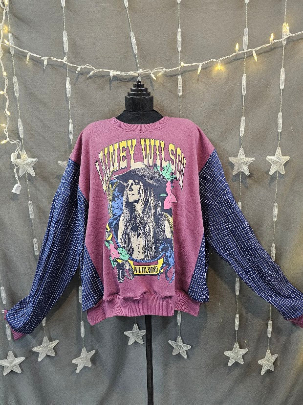 #142 Laney Wilson Whirlwind Upcycled Plaid Sweatshirt – Size 2X