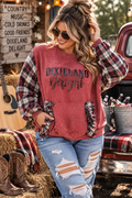 #139 Dixieland Delight Upcycled Sweatshirt with Flannel Sleeves | Fits 2X–3X