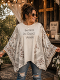 #125 Be Kind Do Good Amen Graphic Tee & Kimono Sleeve Poncho Upcycle – OSFM SizeLarge - 2X/3X