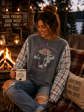 #47 "Live Life Like Someone Left the Gate Open" Upcycled Campfire Tee — Pastel Plaid Sleeves L - XL