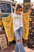 # 129 Nirvana Band Tee Kimono Upcycle Poncho – OSFM