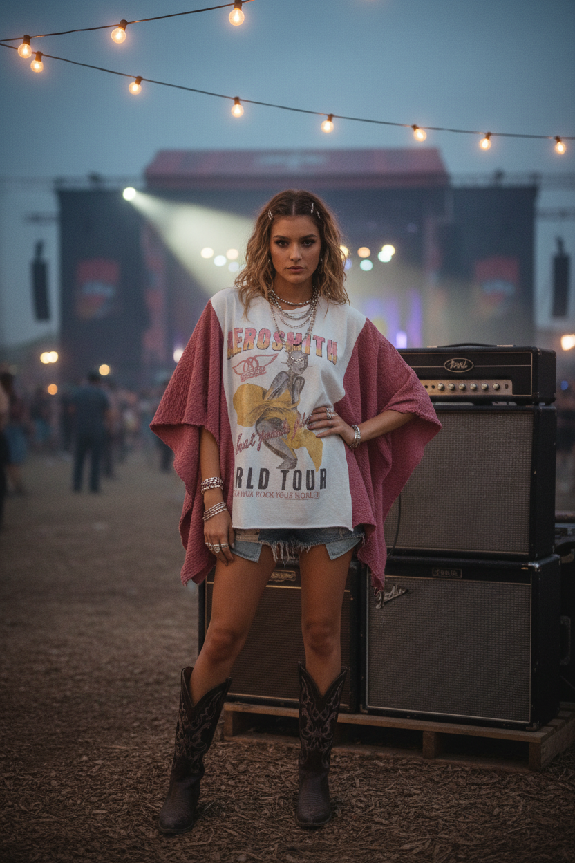 Aerosmith Poncho Tee - Model Shot