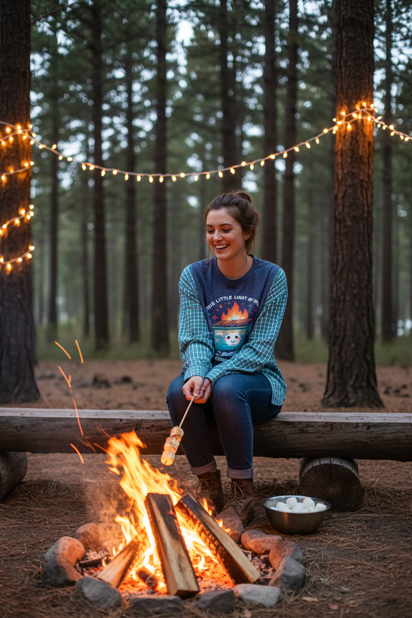 Dumpster Fire Campfire Tee - Model Shot