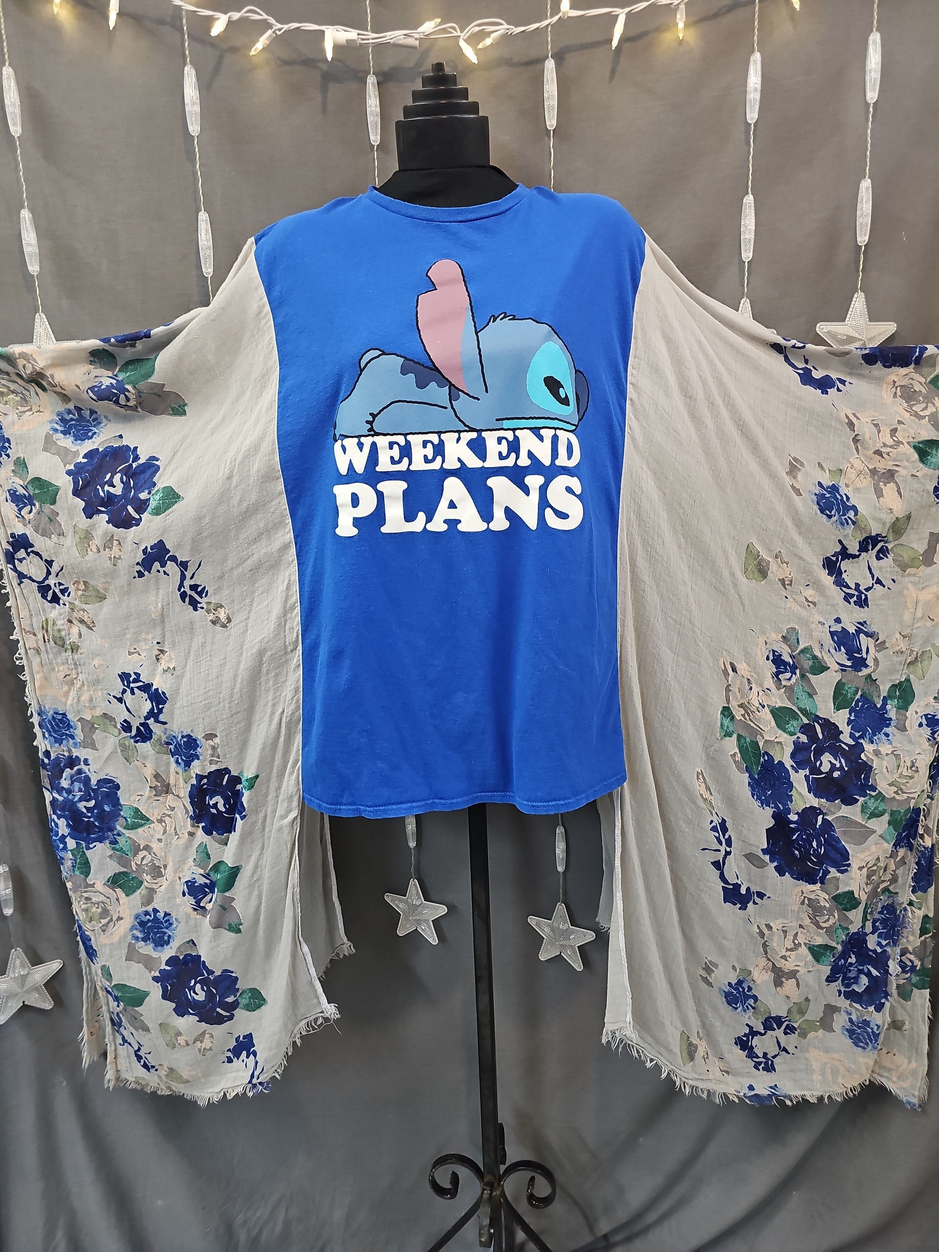 #171 Stitch "Weekend Plans" Upcycled Poncho | One Size Fits Most
