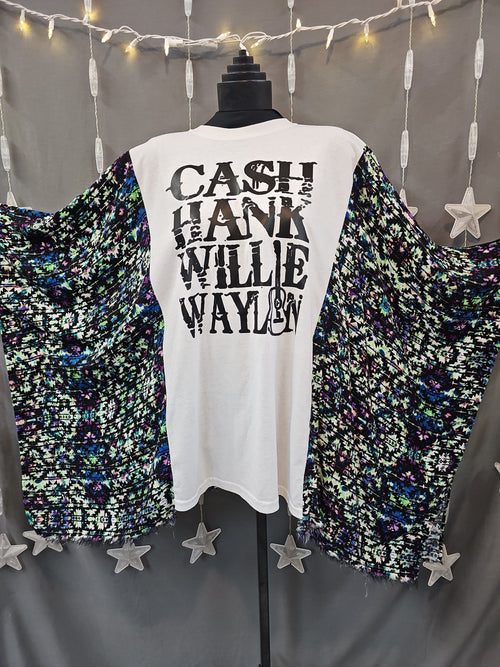 #167 Cash, Hank, Willie & Waylon Upcycled Poncho | One Size Fits Most