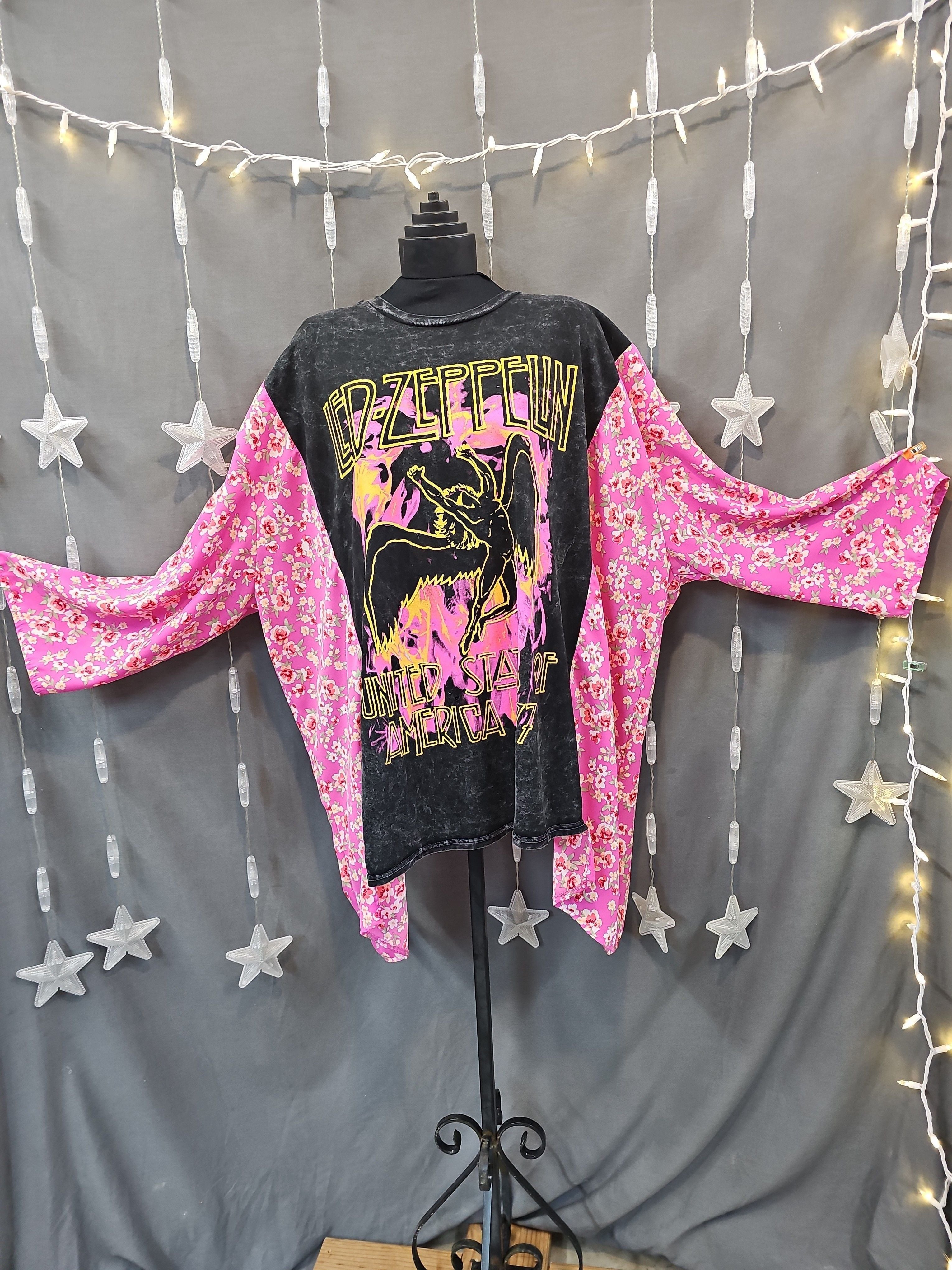 #173 Led Zeppelin Upcycled Kimono | One Size Fits Most