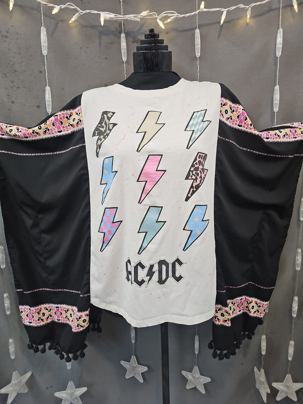 #176 AC/DC Upcycled Poncho | One Size Fits Most