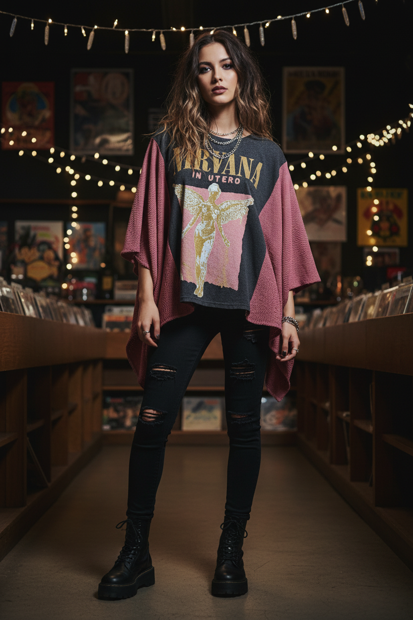 Nirvana Poncho Tee - Model Shot